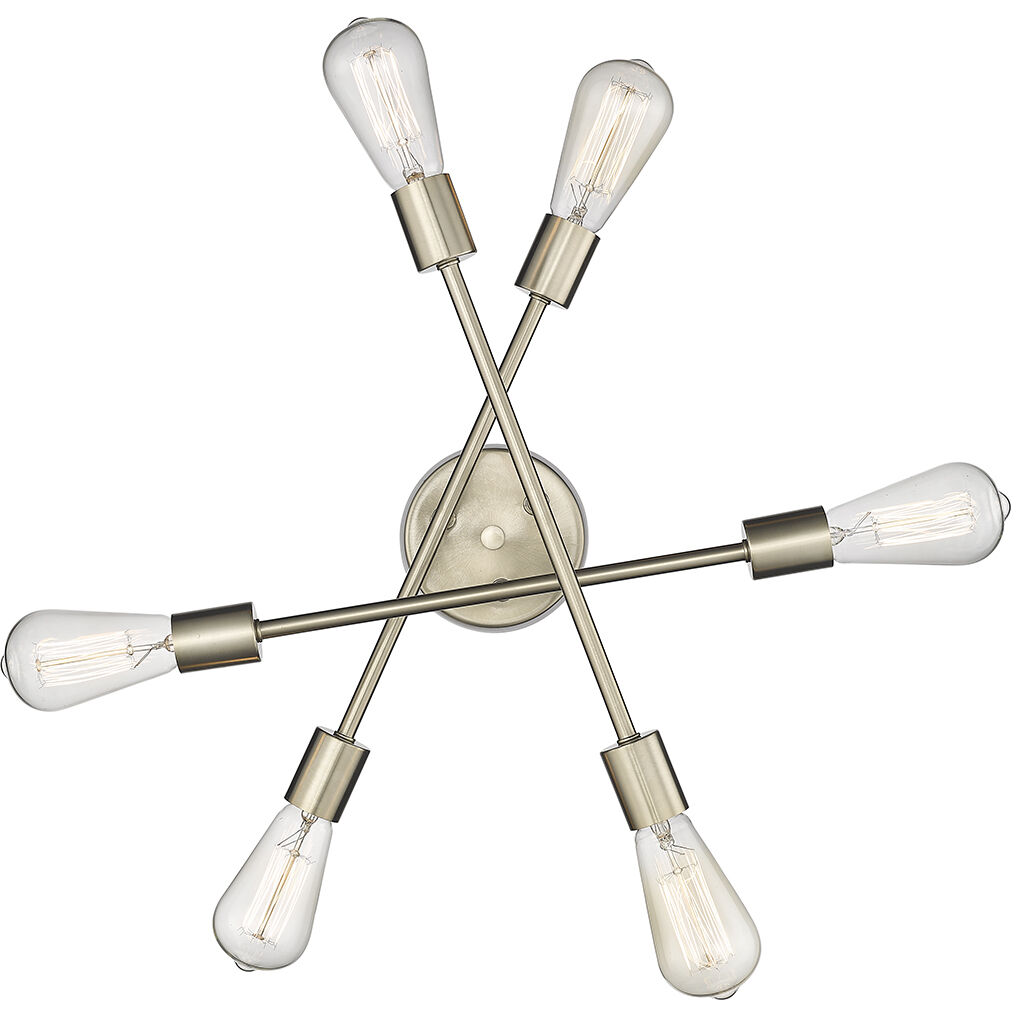 Decco 6 Light 16.25 inch Modern Gold Semi-Flush Mount Ceiling Light